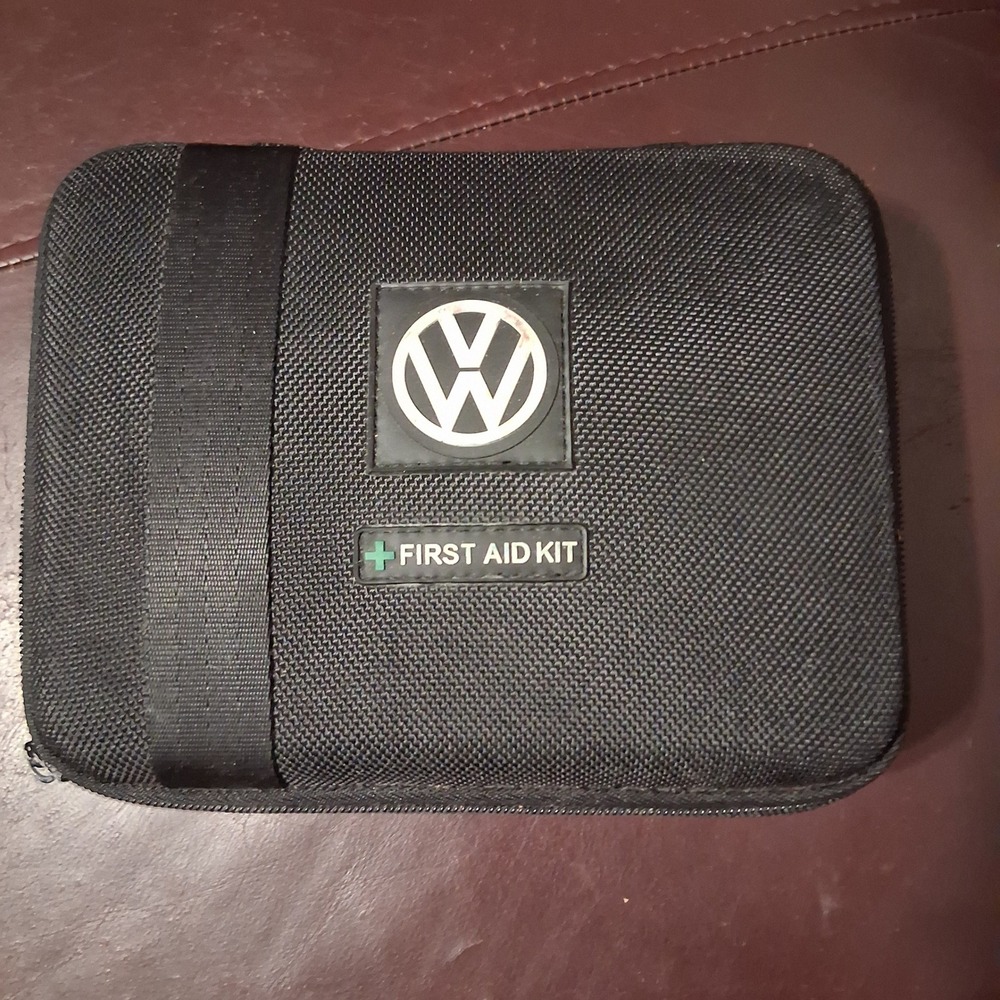 Volkswagen First Aid Kit Black Zippered Case OEM Car Emergency Safety Accessory